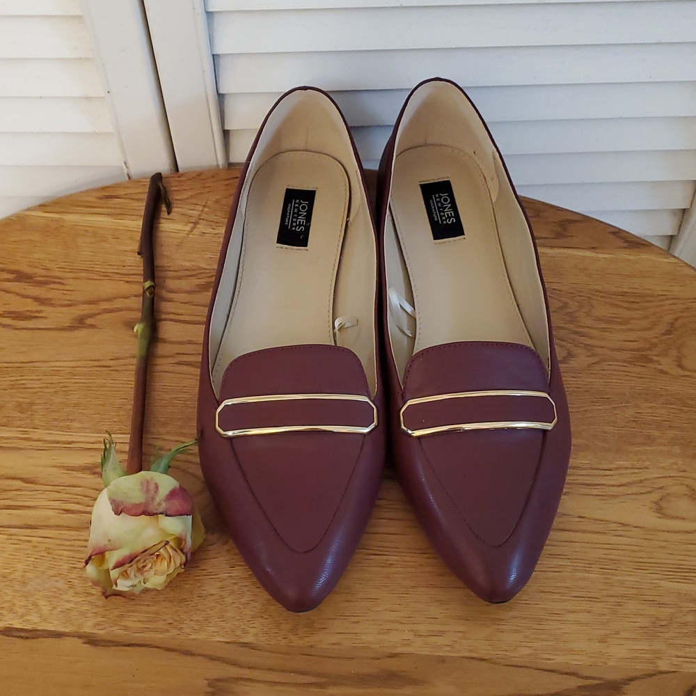 Jones New York "Sonia" Faux Leather Burgundy Penny Loafers, Size 10 M - Picture 2 of 10